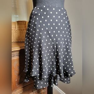JONES NEW YORK SIGNATURE 100% SILK POLKA DOT RUFFLE SKIRT